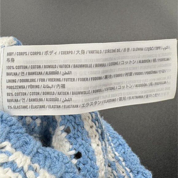 Hollister Women's Striped Knit Crop Top Size S Blue White Boho Festival Bohemian - Picture 8 of 9